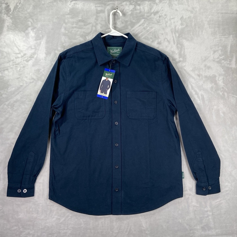 Woolrich Shirt Mens Large Button Up Chamois Flannel Green Label Collection NWT